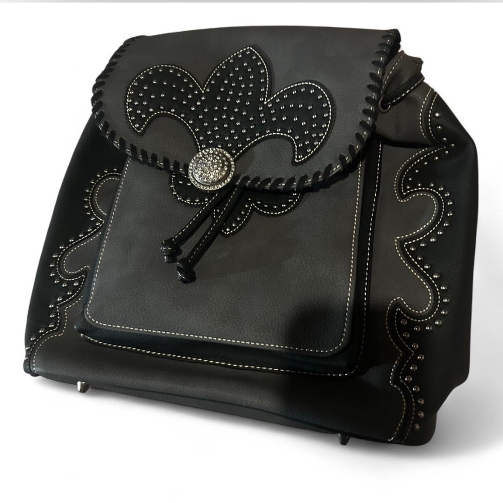 Black leather backpack